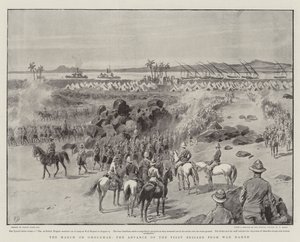 De mars naar Omdurman, de opmars van de eerste brigade vanuit Wad Hamed